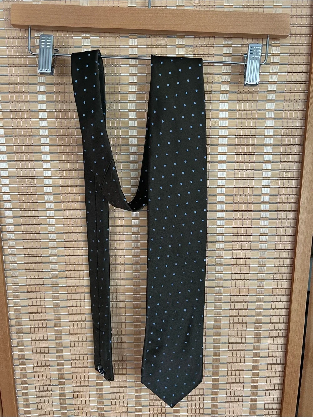 Ike Behar Black Tie with Light Blue Polka Dots